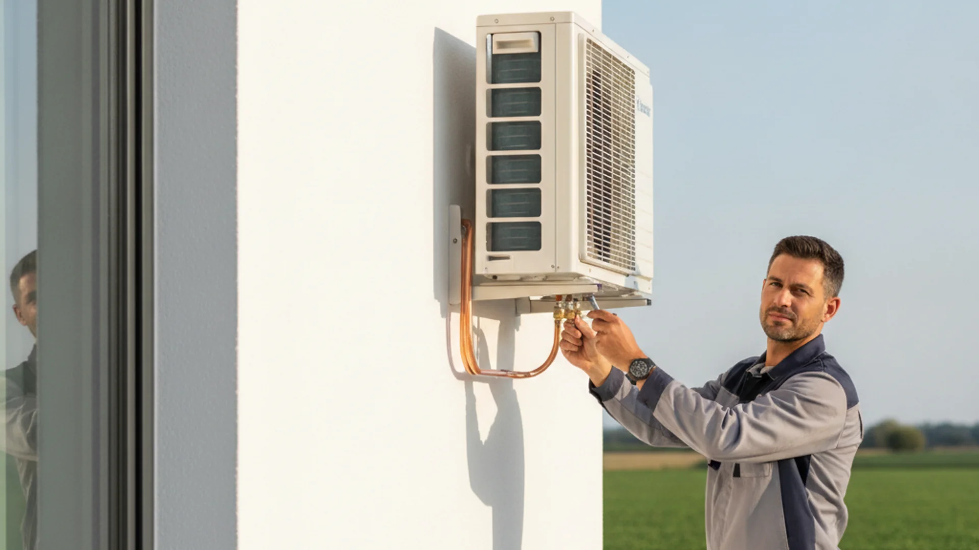Tecnico installa un climatizzatore a Lodi