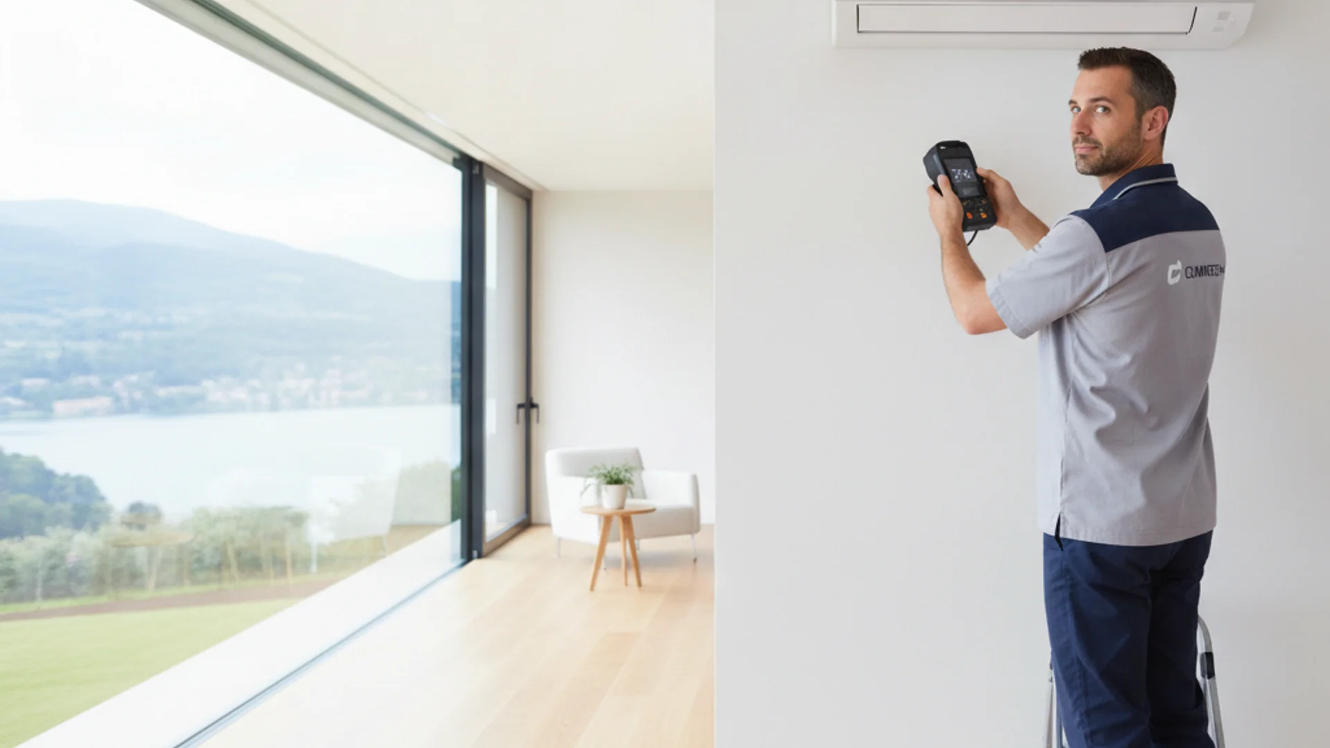 Tecnico installa un climatizzatore a Varese